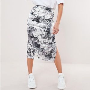Missguided gray tie dye satin midi skirt